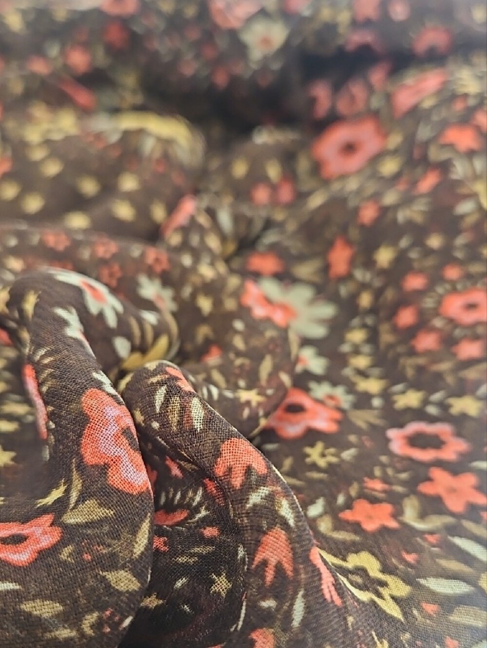 BOHEMIAN Brown Maxi Dress with Pink and Cream Floral Print - Picture 4 of 9